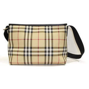BURBERRY shoulder bag check messenger Beige Tan black